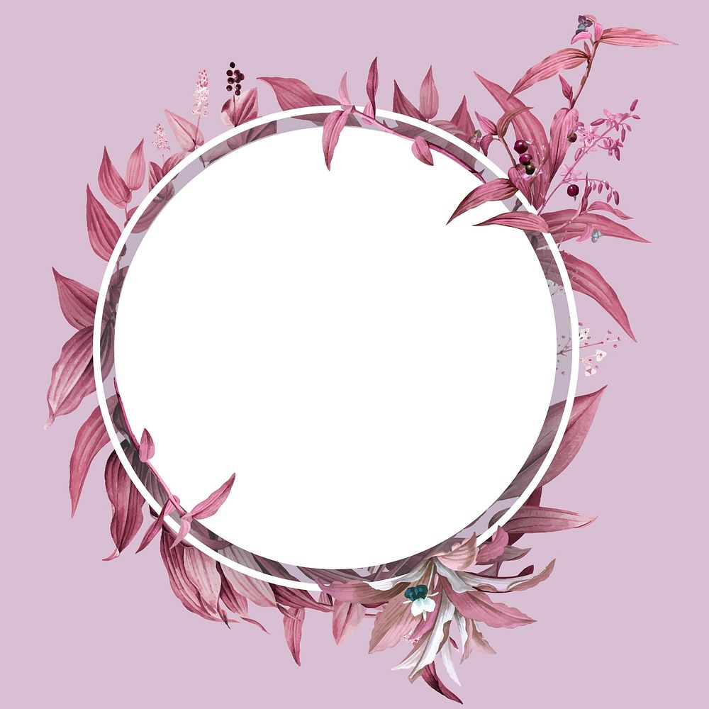 Empty wedding frame with pink leaves design