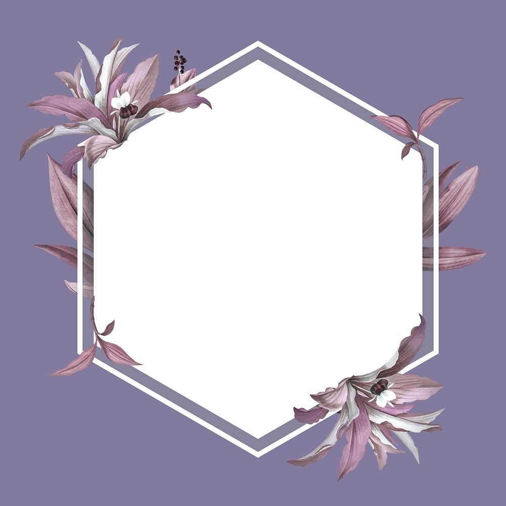 Empty wedding frame with purple leaves design