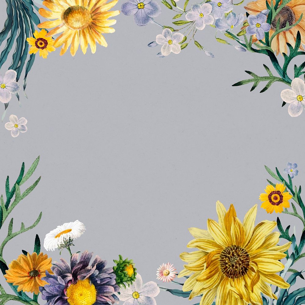 Floral border psd vintage flower illustrations frame
