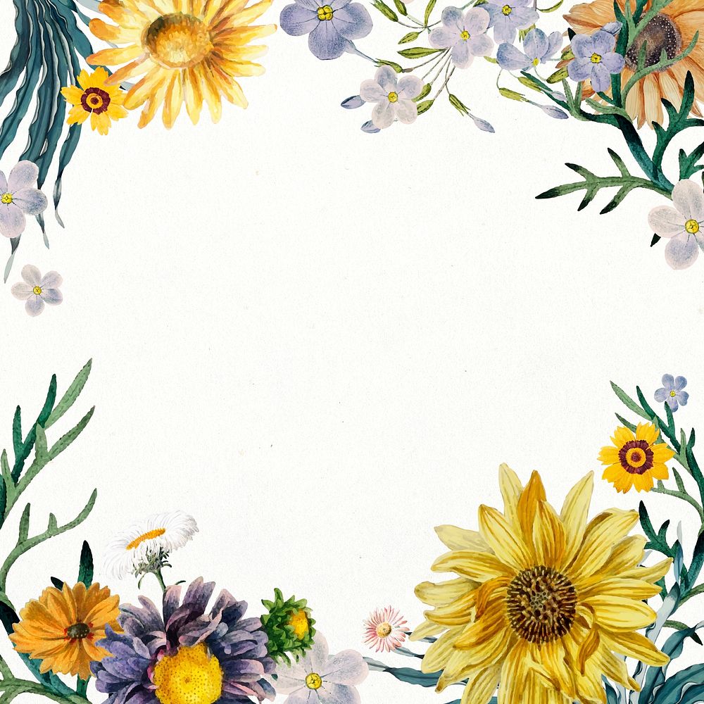 Spring floral vintage frame psd