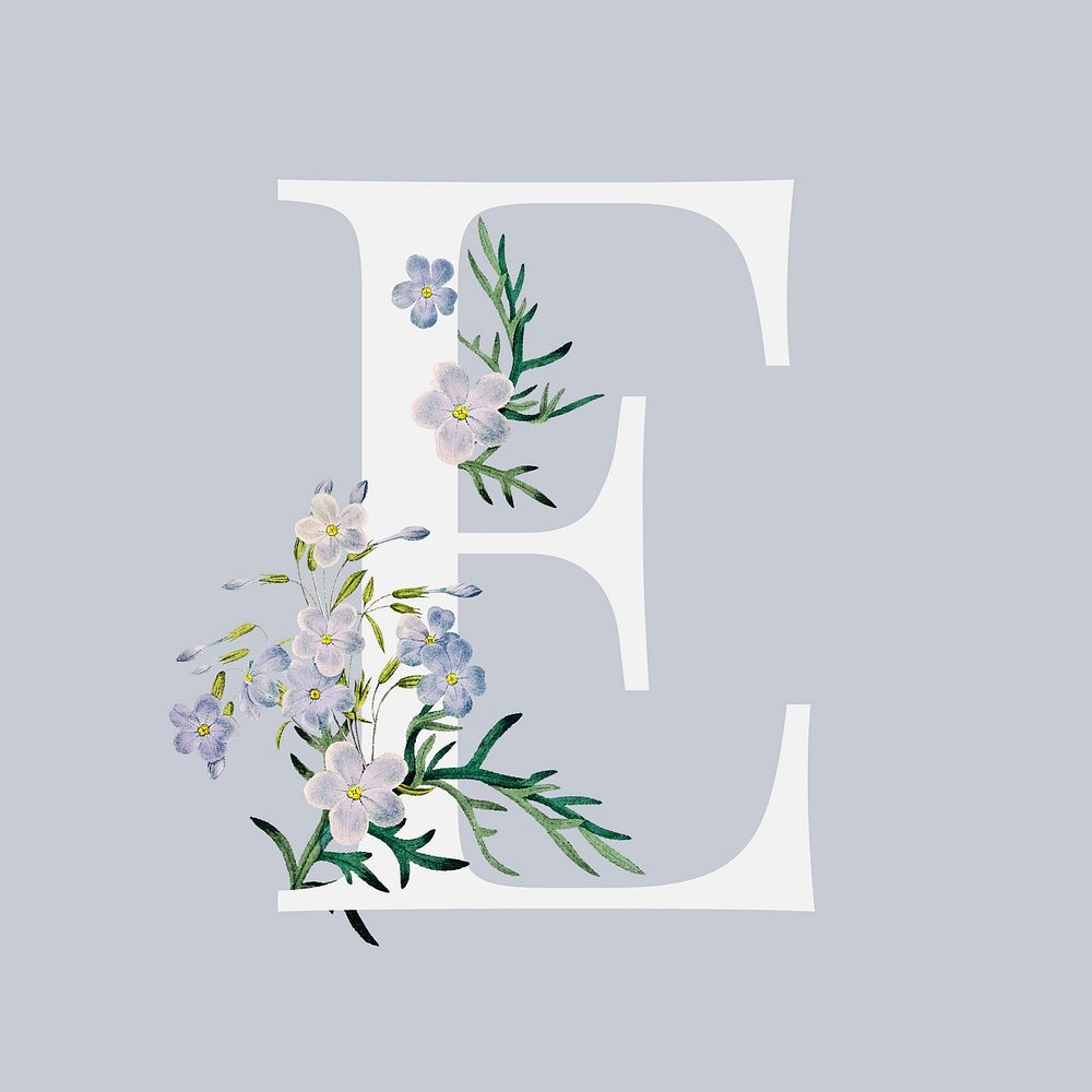 E psd floral alphabet font