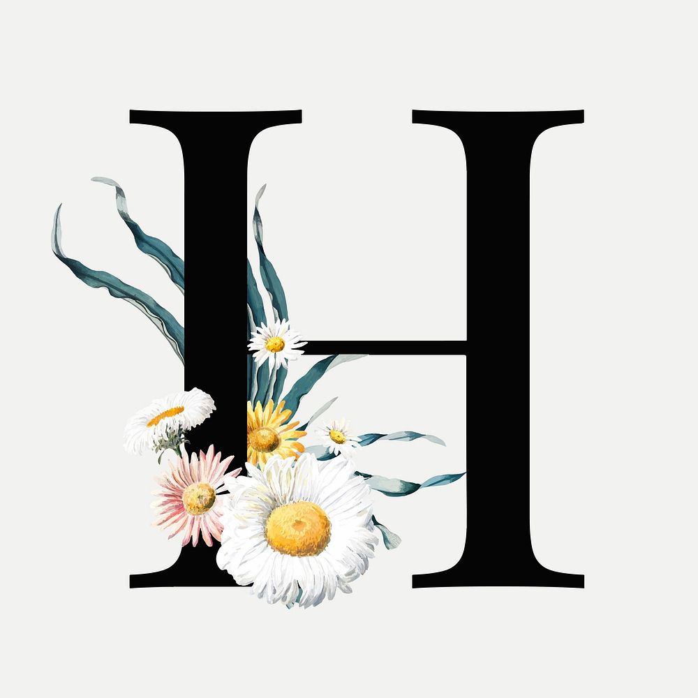 Flower alphabet h vector vintage