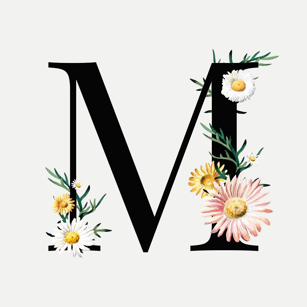 Botanical letter m vintage vector