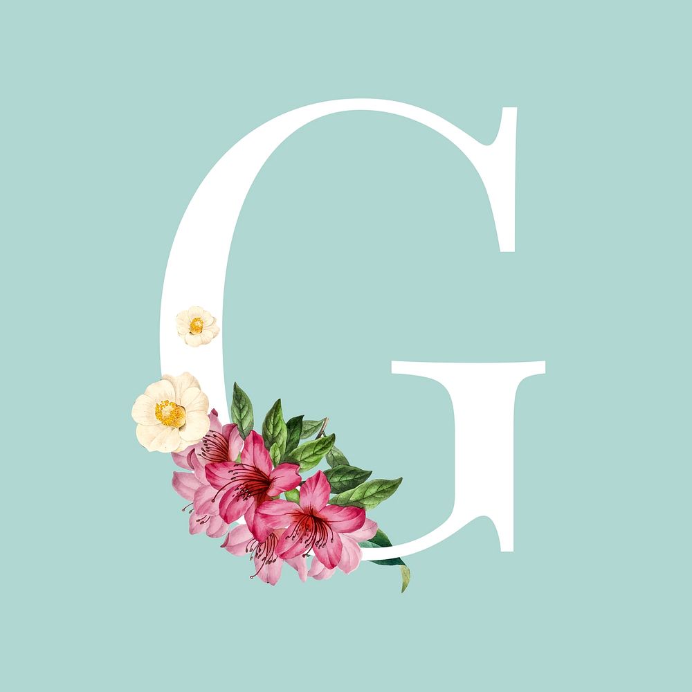 Floral capital letter G alphabet vector