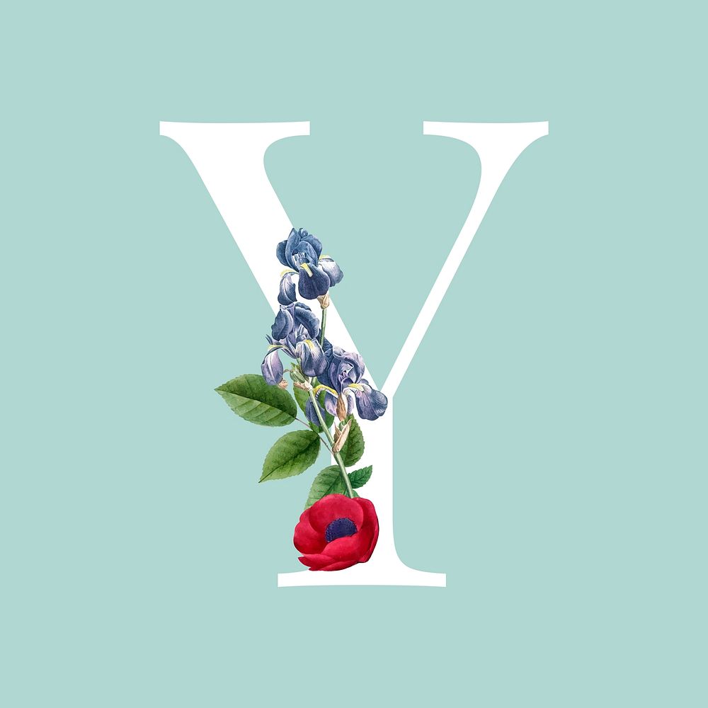 Floral capital letter Y alphabet vector