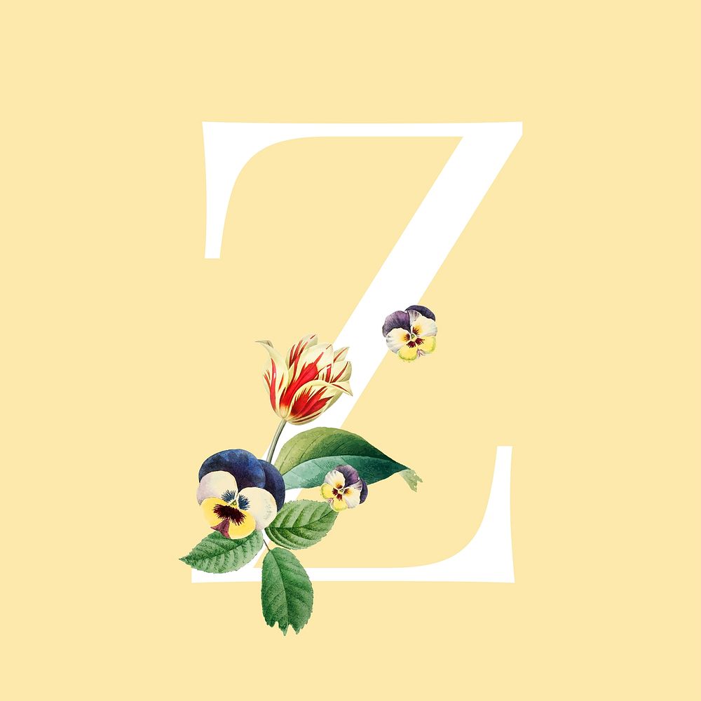 Floral capital letter Z alphabet vector