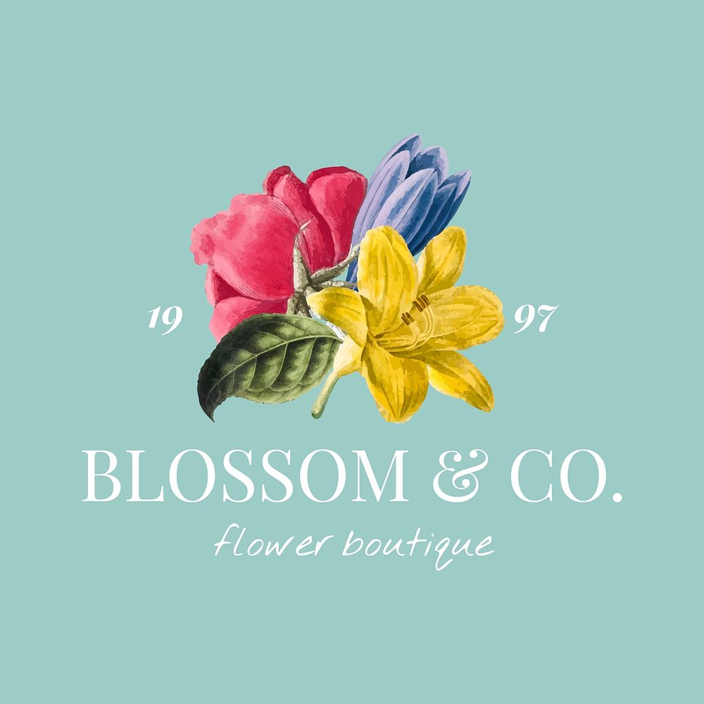 Blossom & co. flower boutique logo vector