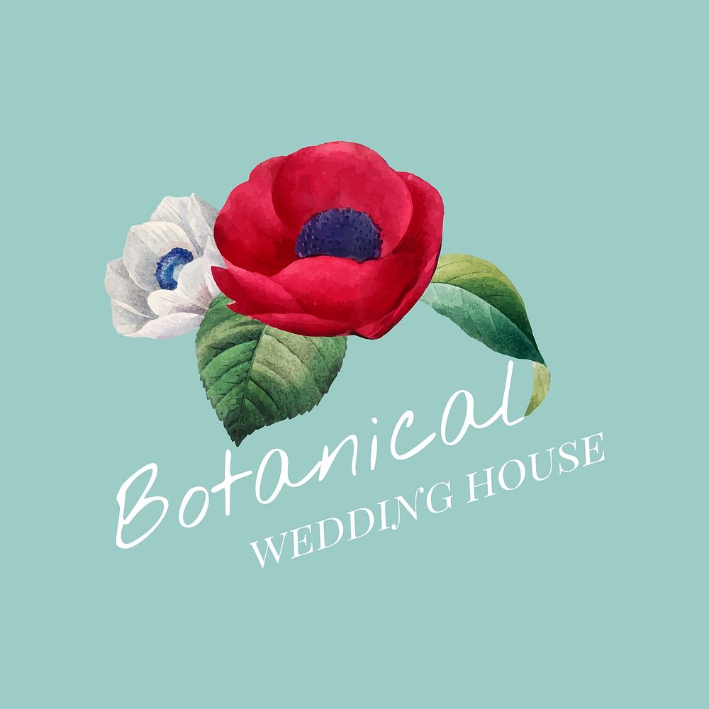 Botanical wedding house logo vector