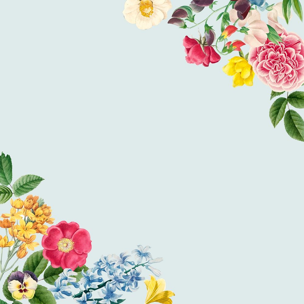 Colorful summer flower decorated frame design element