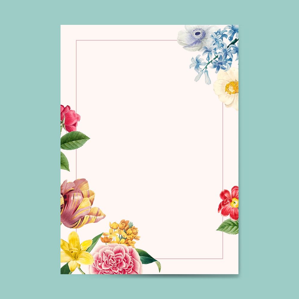 Blank floral frame design vector | Premium Vector - rawpixel