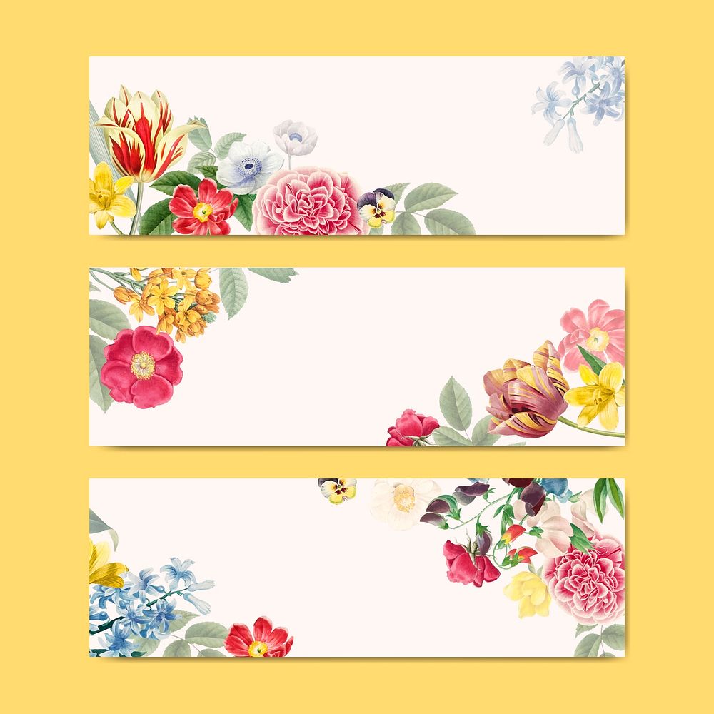 Blank floral banner collection vector