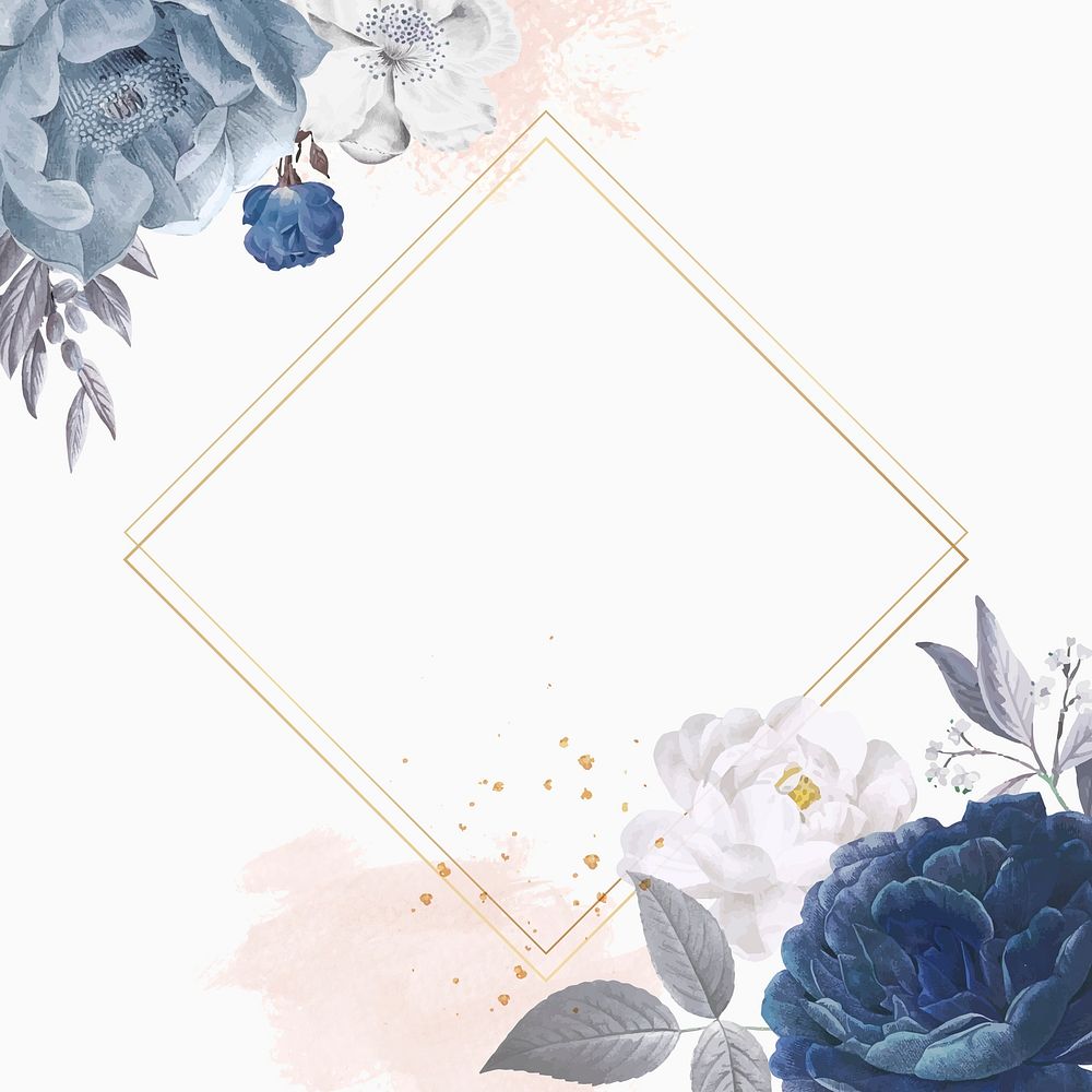 Blue roses themed card template vector