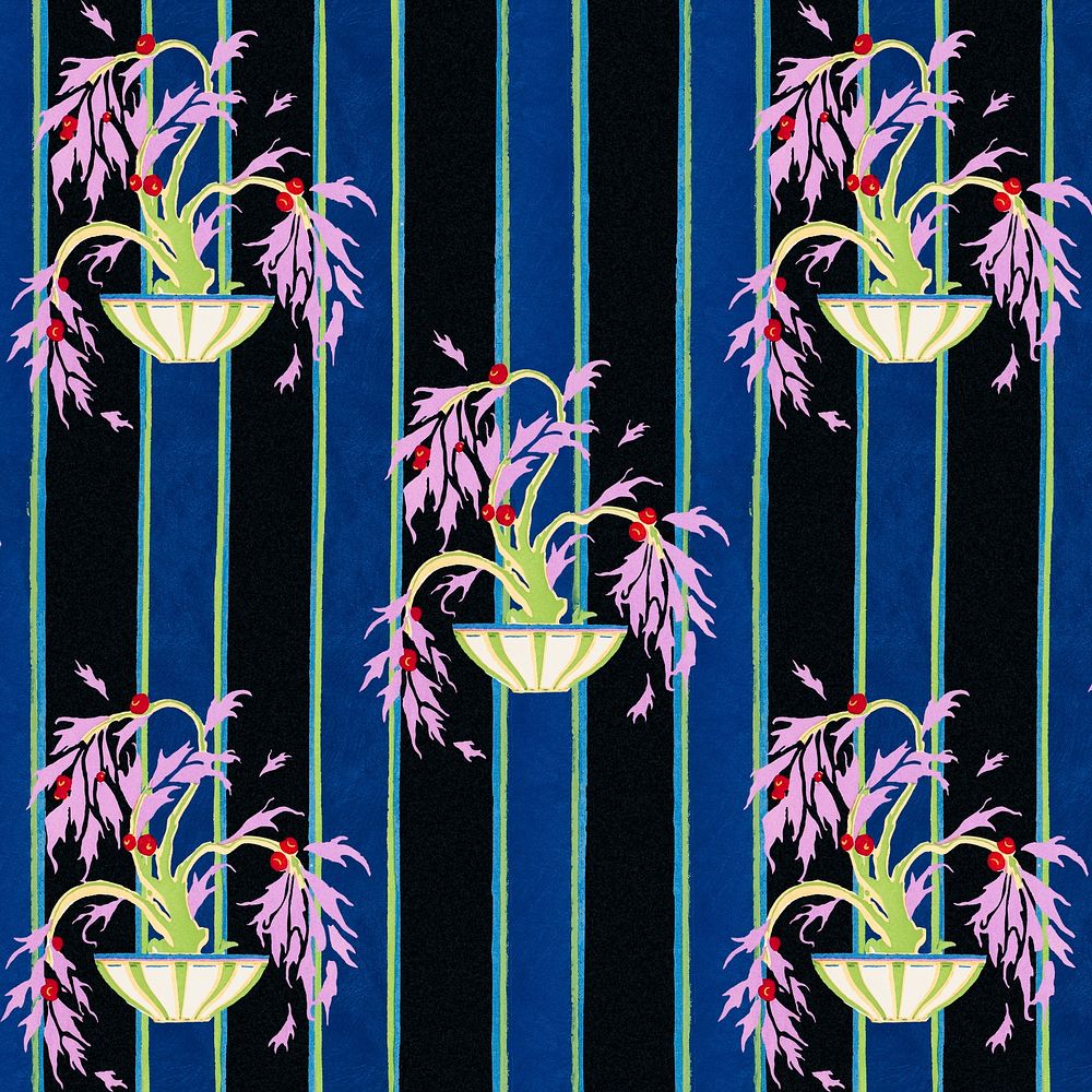 Botanical pattern background, art deco & art nouveau design psd
