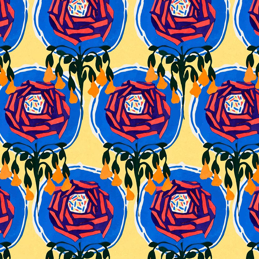 Floral pattern background, art deco & art nouveau design vector