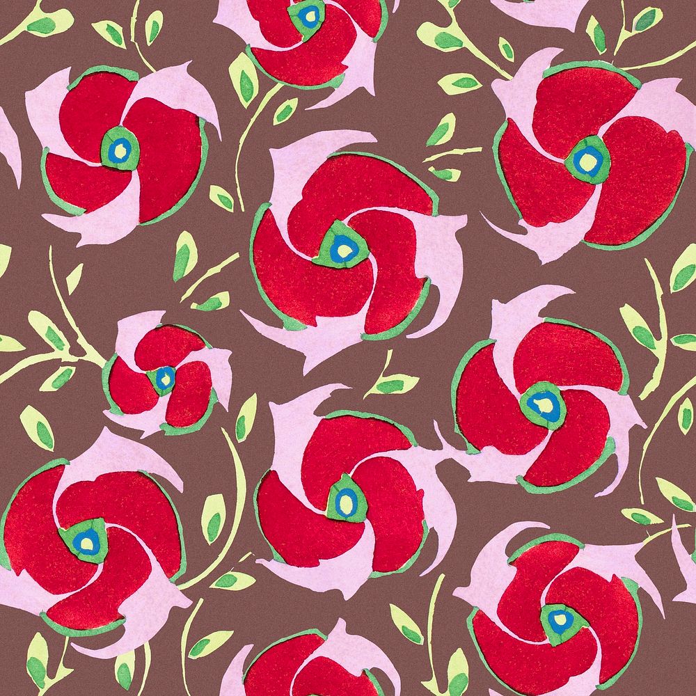 Art deco rose background, seamless floral pattern design psd