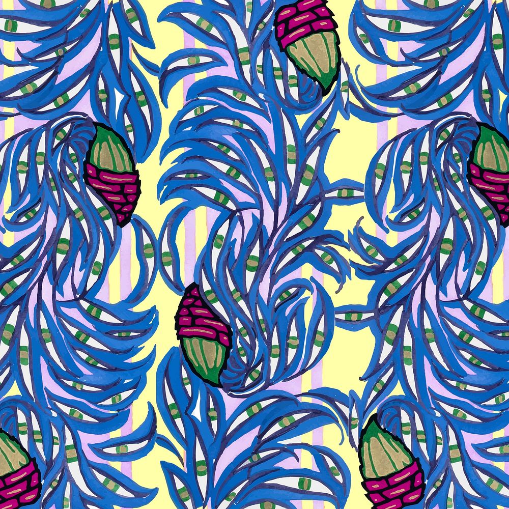 Art deco background, botanical pattern vector