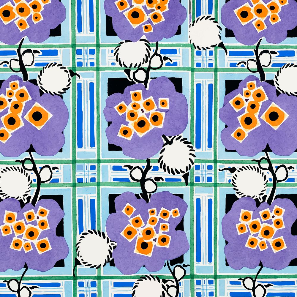 Art deco background, floral pattern vector