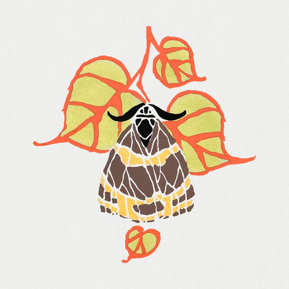 Vintage moth art deco illustration