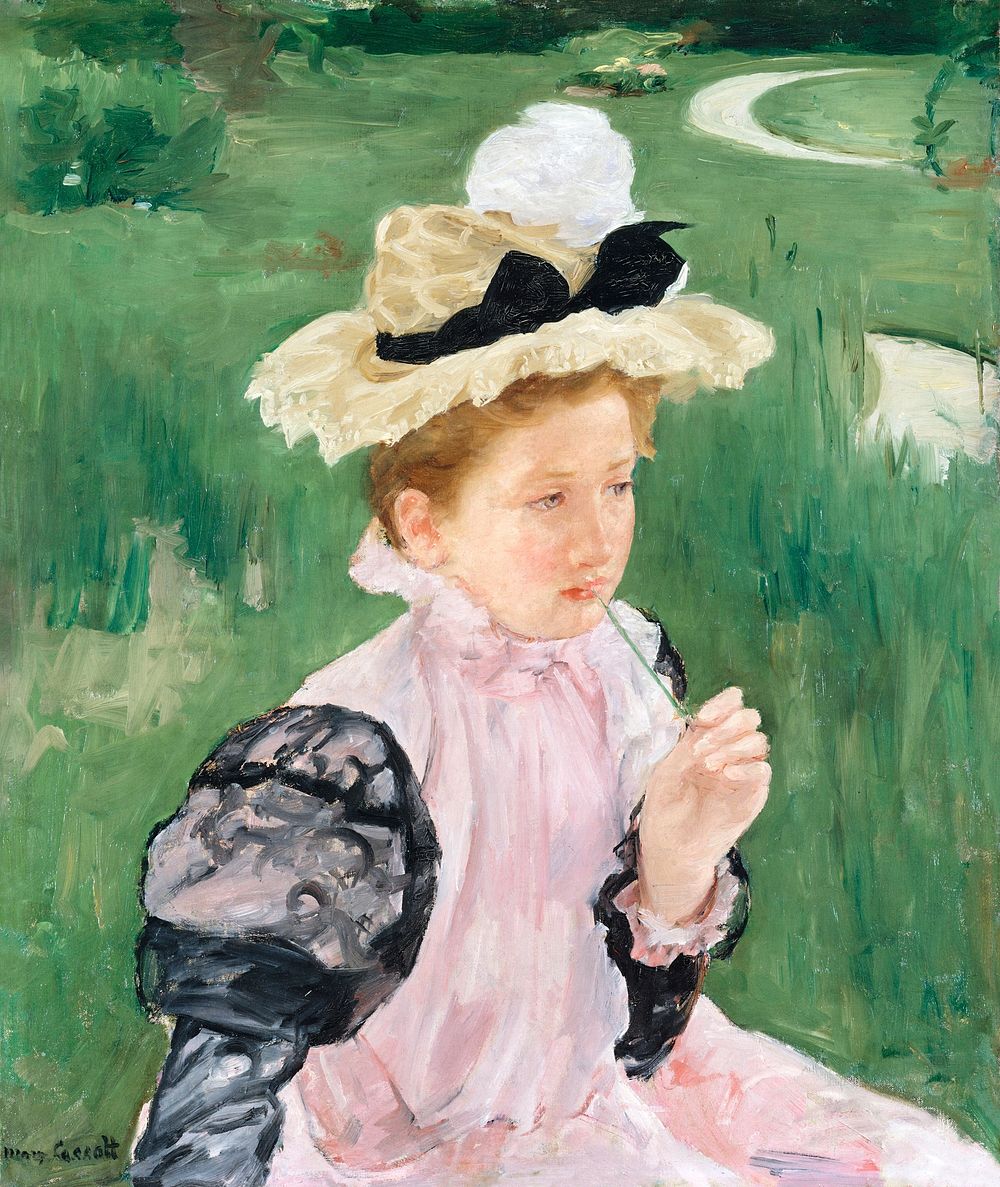Portrait of a Young Girl (1899) painting in high resolution by Mary Cassatt. Original from The MET Museum. Digitally…