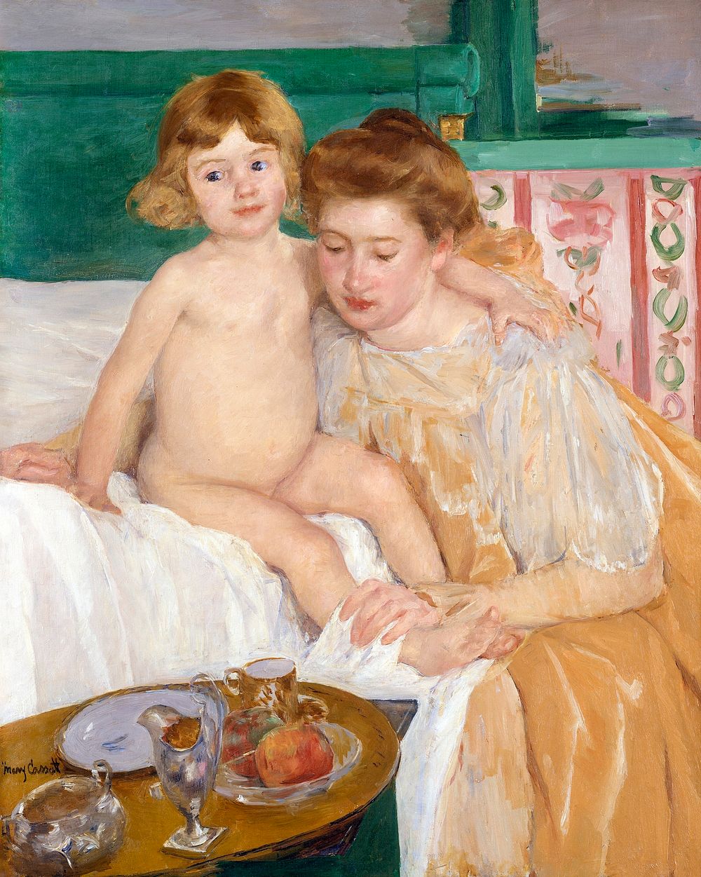 Mother and Child (Baby Getting Up from His Nap) (ca. 1899) painting in high resolution by Mary Cassatt. Original from The…