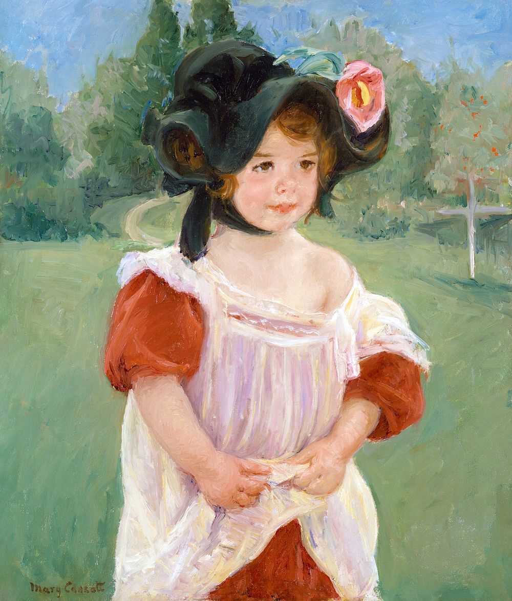 Spring: Margot Standing in a Garden (1900) painting in high resolution by Mary Cassatt. Original from The MET Museum.…