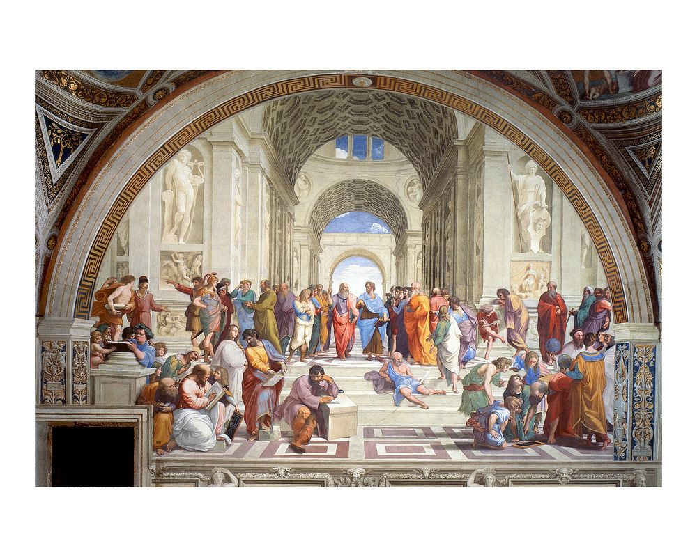 School of Athens wall art, Raphael's famous painting (1511). Original from Wikimedia Commons. Digitally enhanced by rawpixel.
