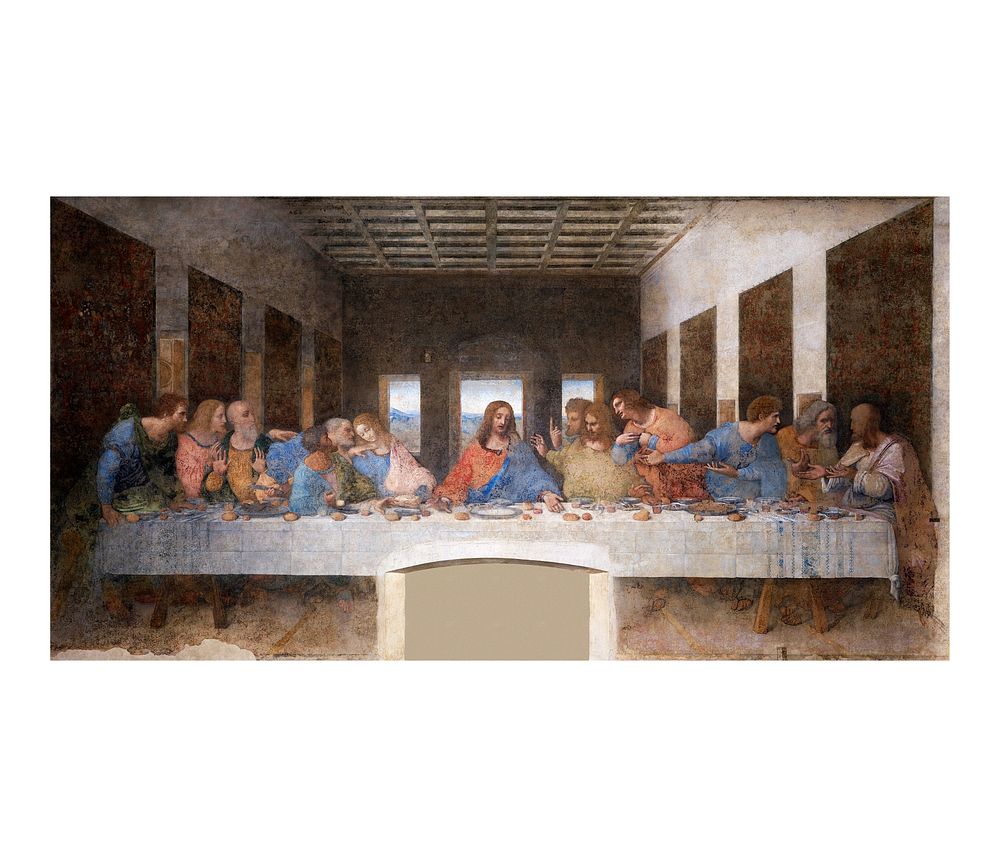 The Last Supper wall art, Leonardo da Vinci's famous painting (1495-1498). Original from Wikimedia Commons. Digitally…