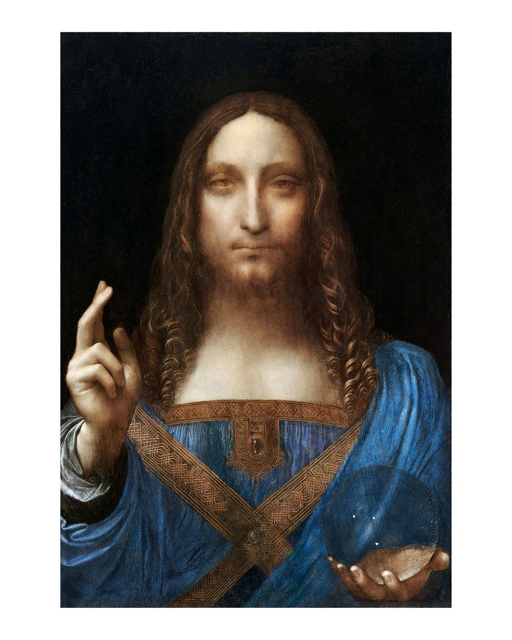 Salvator Mundi art print, Leonardo da Vinci's famous (circa 1500) painting. Original from Wikimedia Commons. Digitally…