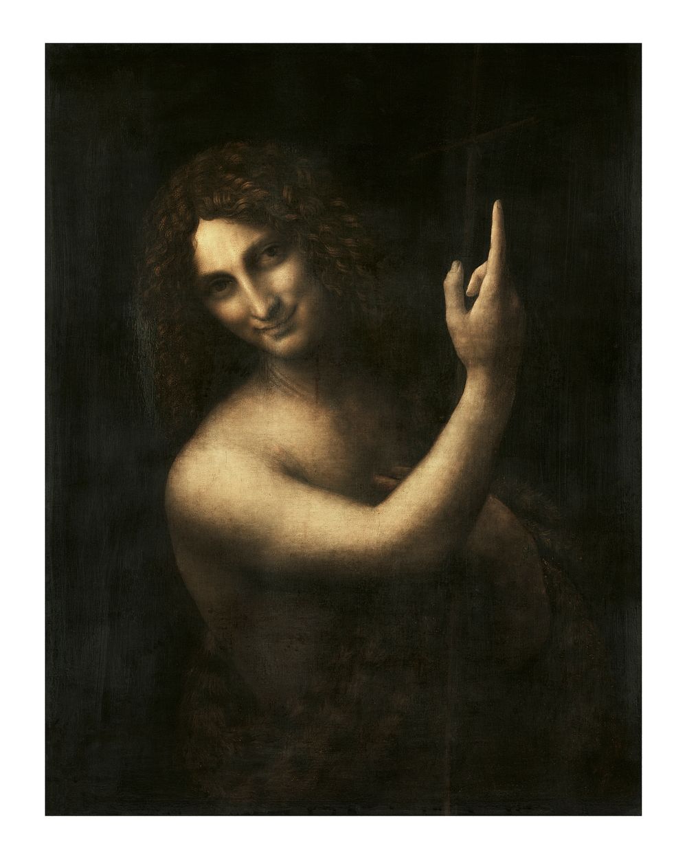 Leonardo da Vinci art print, Saint John the Baptist famous painting (1513-1516). Original from Wikimedia Commons. Digitally…