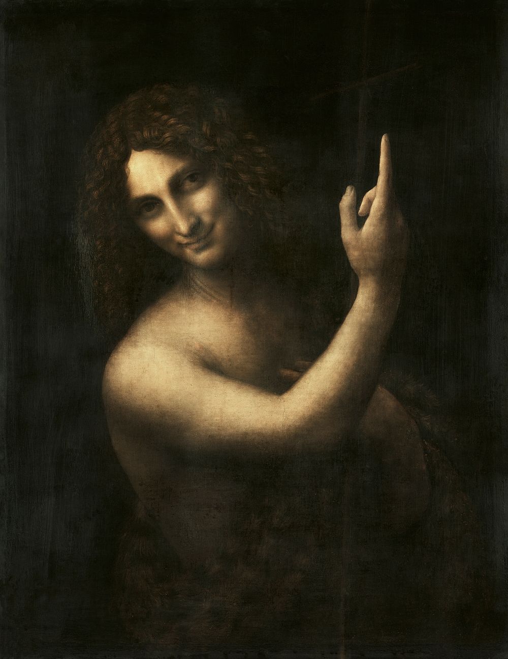 Leonardo da Vinci's Saint John the Baptist (1513-1516) famous painting. Original from Wikimedia Commons. Digitally enhanced…