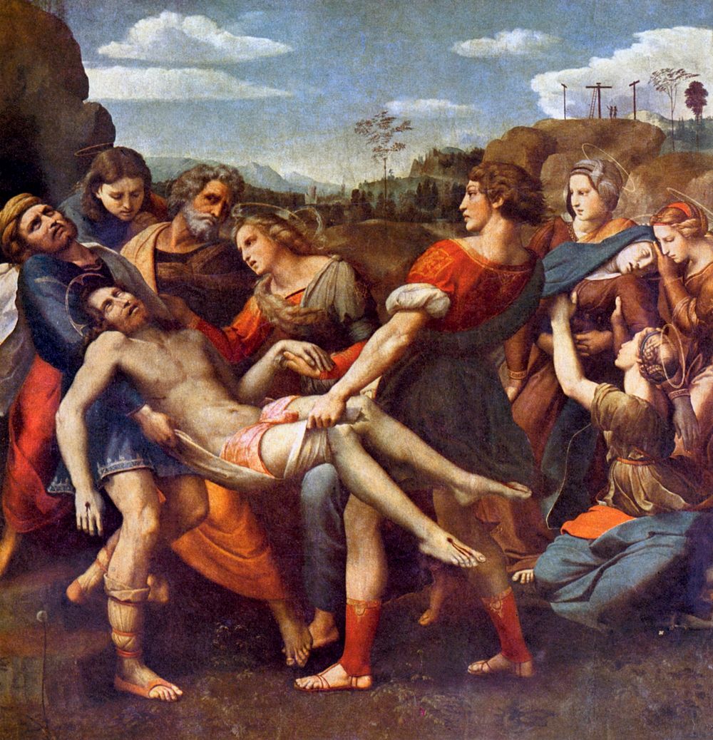 Raphael's The Deposition (1507) famous painting. Original from Wikimedia Commons. Digitally enhanced by rawpixel.