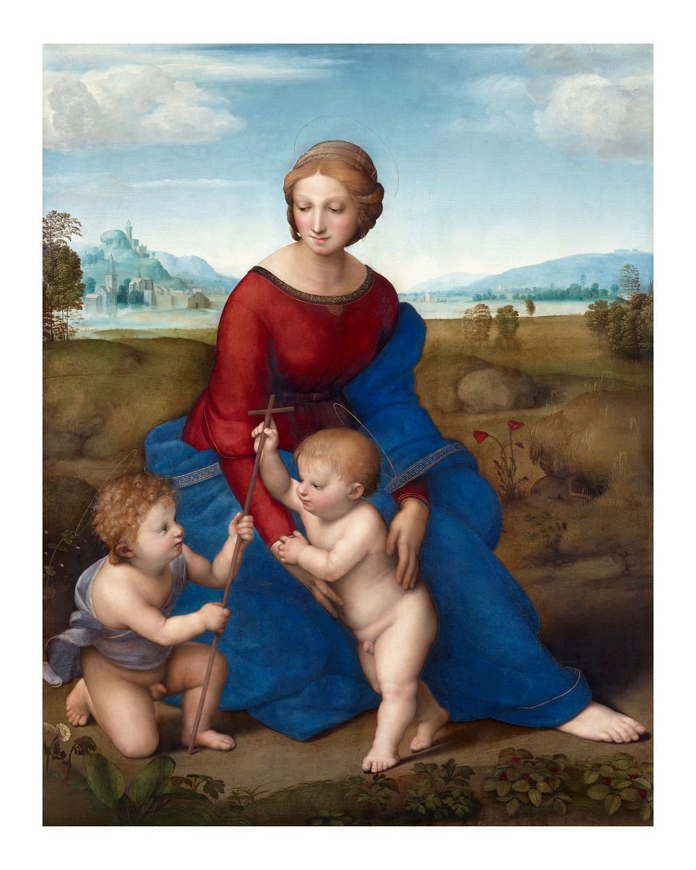 Madonna of the Goldfinch art print, Raphael's famous painting (1505&ndash;1506). Original from Wikimedia Commons. Digitally…