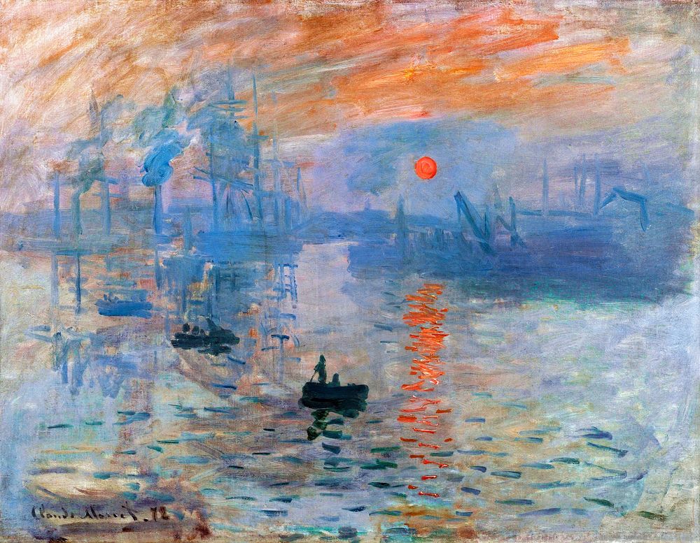 Claude Monet's Impression, Sunrise (1872) famous painting. Original from Wikimedia Commons. Digitally enhanced by rawpixel.