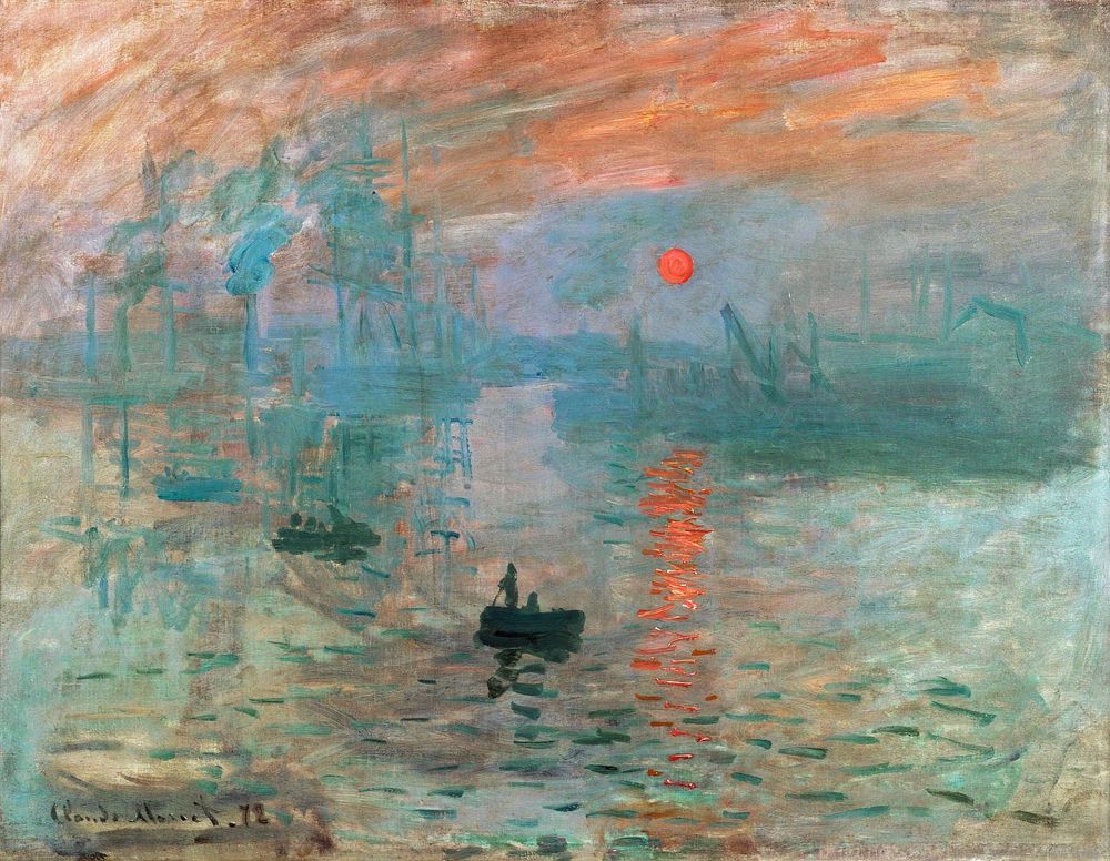 Claude Monet's Impression, Sunrise (1872) famous painting. Original from Wikimedia Commons. Digitally enhanced by rawpixel.