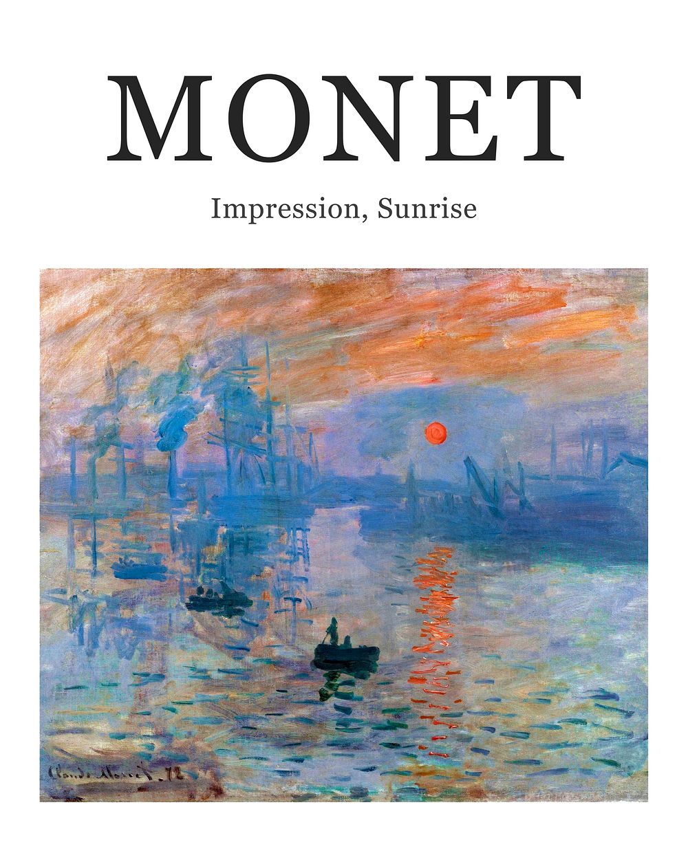 Claude Monet poster, famous painting Impression, Sunrise wall decor