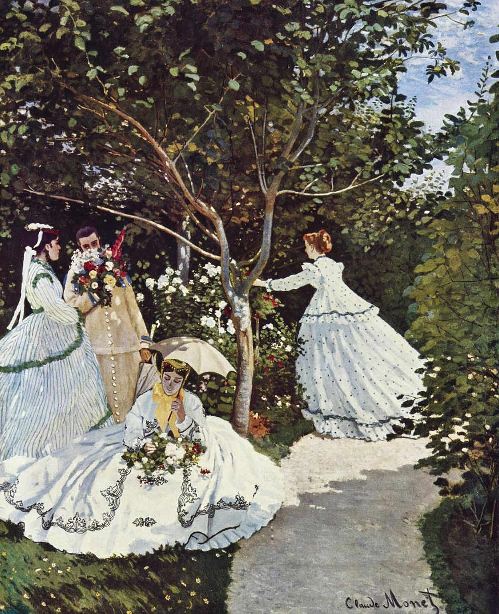 Claude Monet's Women in the Garden (1866) famous painting. Original from Wikimedia Commons. Digitally enhanced by rawpixel.