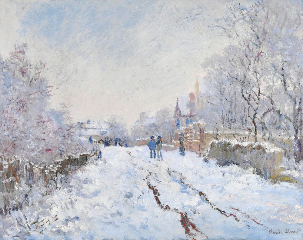 Claude Monet's Snow at Argenteuil (1874&ndash;1875) famous painting. Original from Wikimedia Commons. Digitally enhanced by…