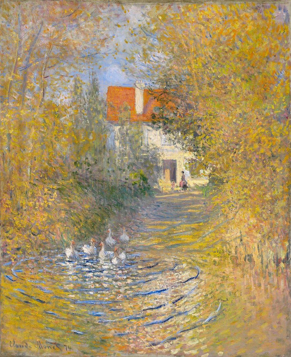 Claude Monet's The Geese (1874) famous painting. Original from the Sterling and Francine Clark Art Institute. Digitally…