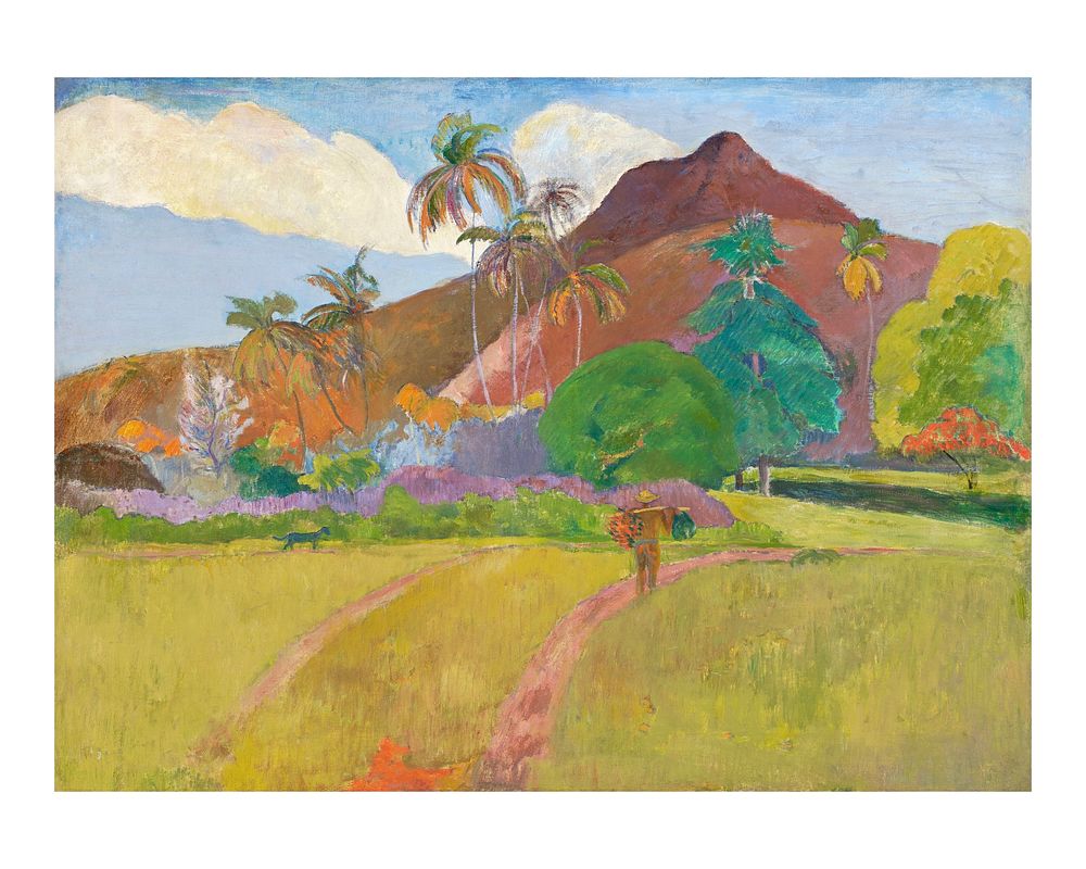 Paul Gauguin art print, famous painting Tahitian Landscape wall art decor