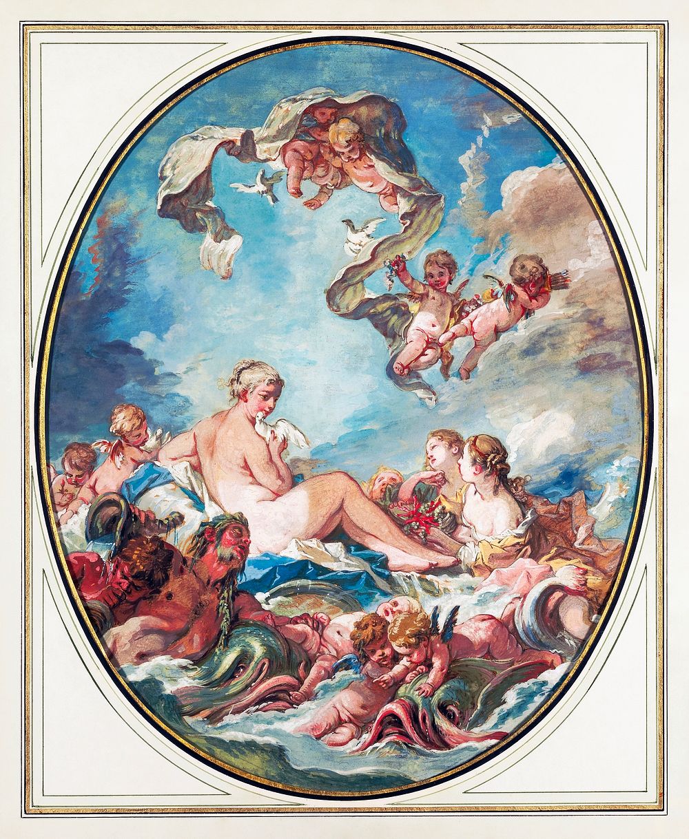 Francois Boucher's The Birth and Triumph of Venus (1743) famous painting. Original from The Getty. Digitally enhanced by…