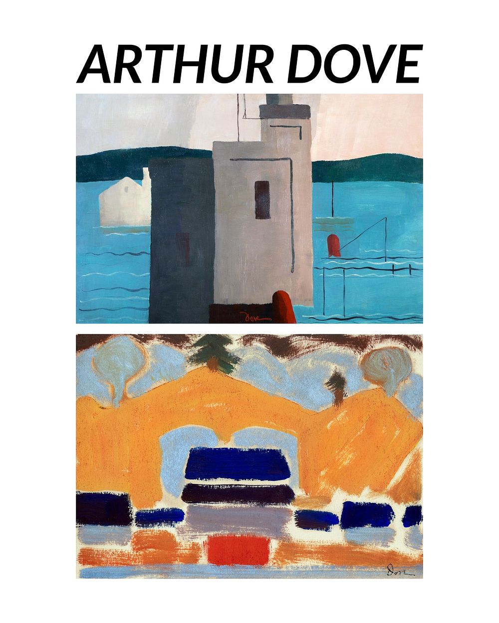 Arthur Dove poster art print, houses and Lloyd's harbor, vintage modernism painting
