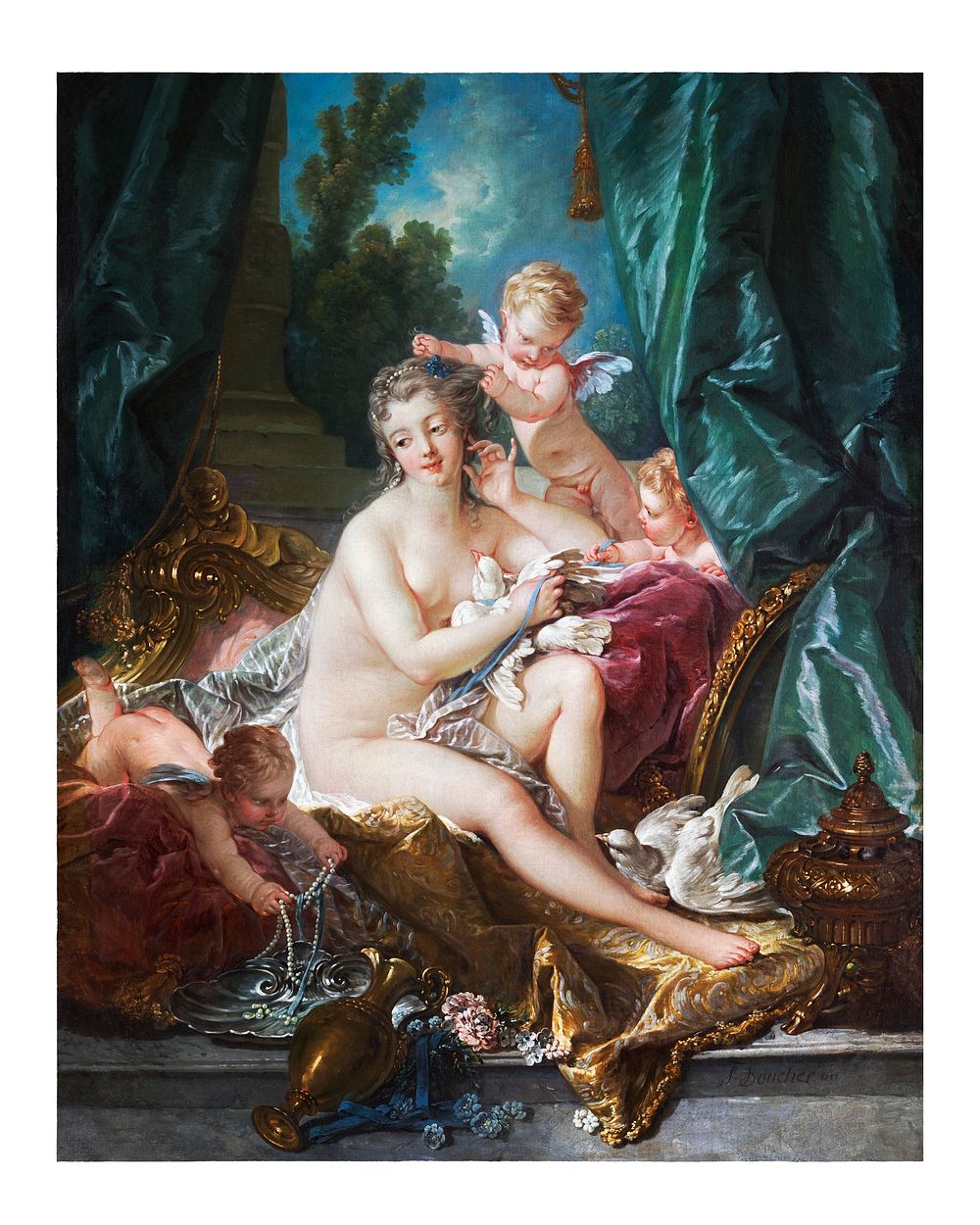 Francois Boucher art print, vintage The Toilette of Venus, rococo illustration