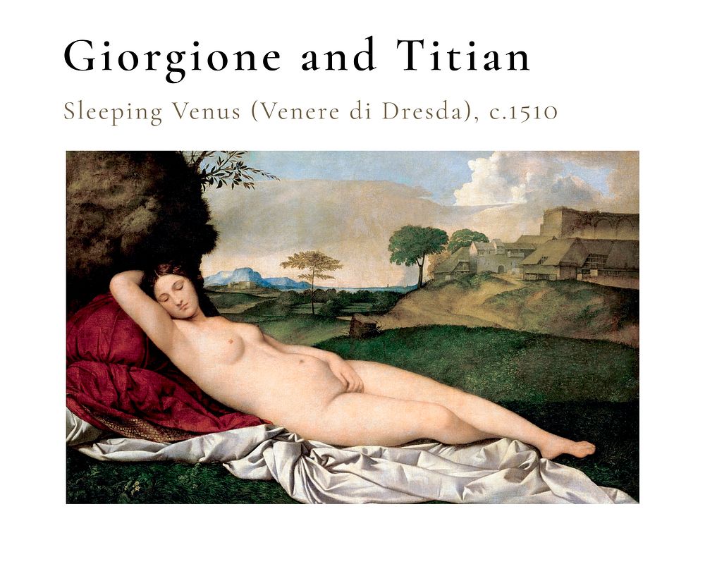 Giorgione and Titian art print, vintage sleeping Venus poster