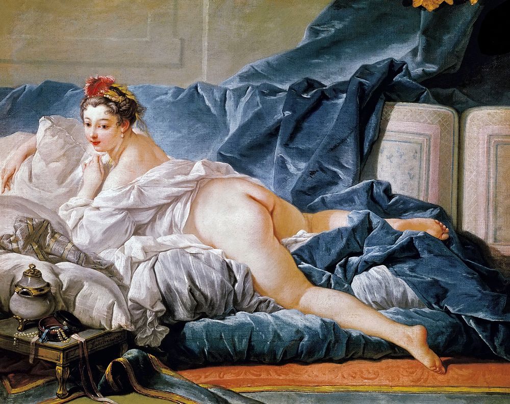 Francois Boucher's Brown Odalisque (1745) famous painting. Original from Wikimedia Commons. Digitally enhanced by rawpixel.