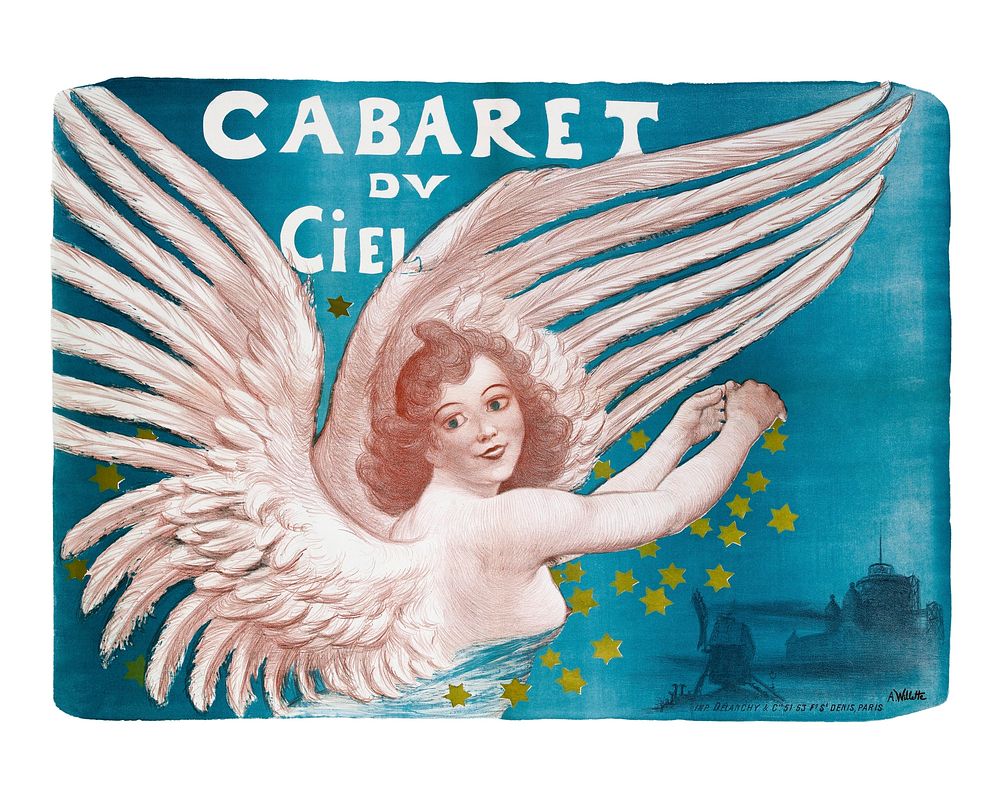 Willette art print, vintage Cabaret du Ciel poster