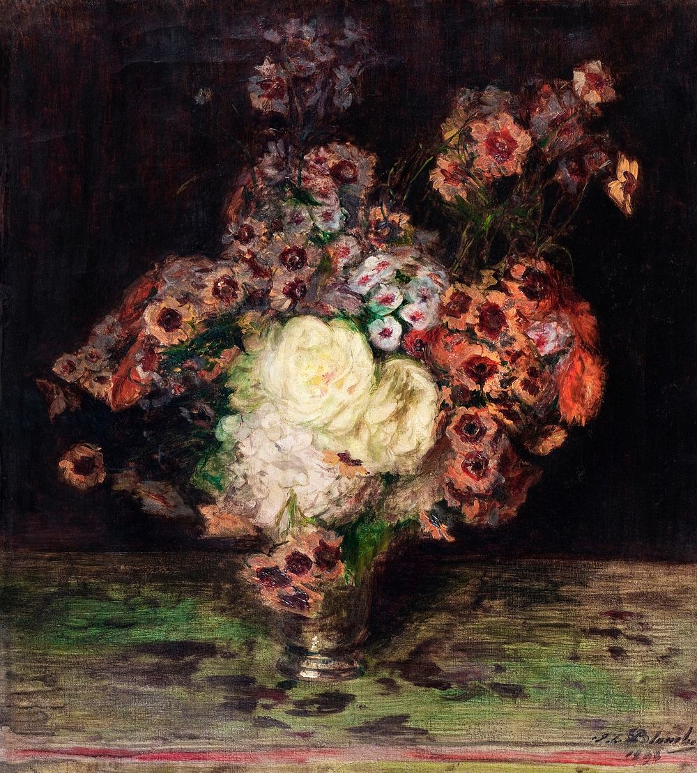 Jacques-Emile Blanche's Bouquet de fleurs (1898) famous painting. Original from The Public Institution Paris Mus&eacute;es.…