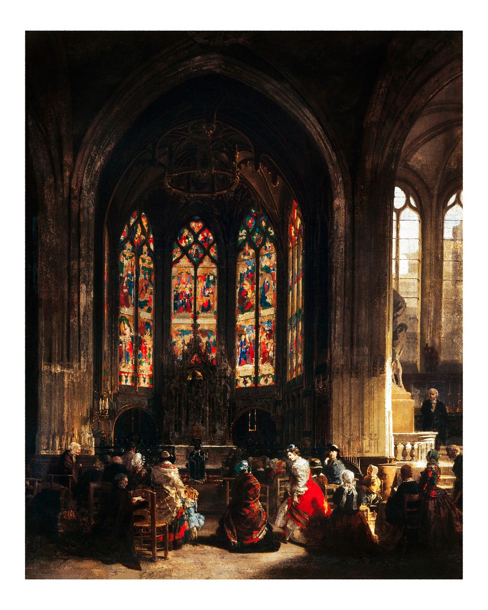 Prosper Lafaye art print, The Chapel of the Virgin at the Eglise Saint Gervais Paris, vintage illustration