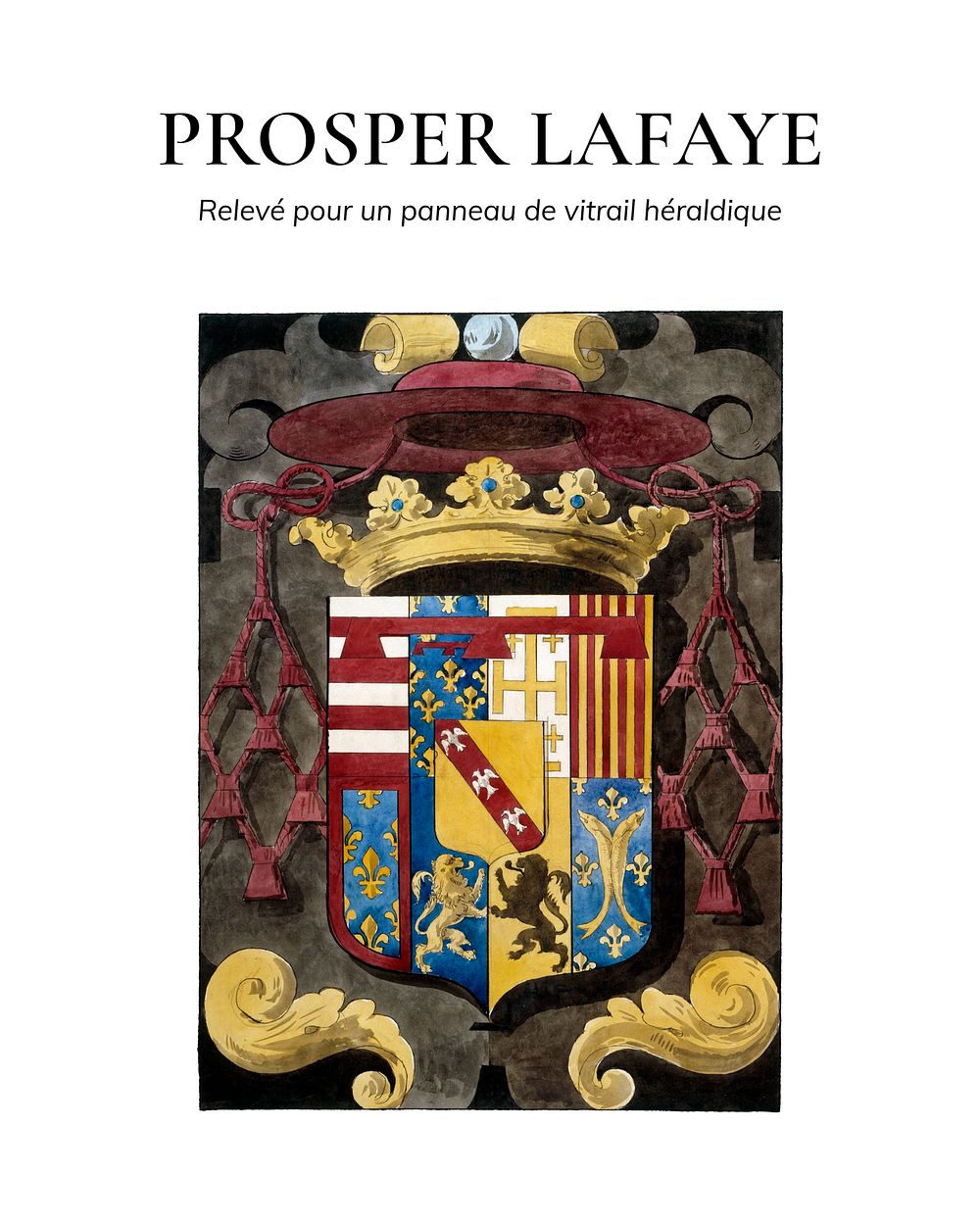 Prosper Lafaye poster art print, vintage Dessin de vitrail  painting