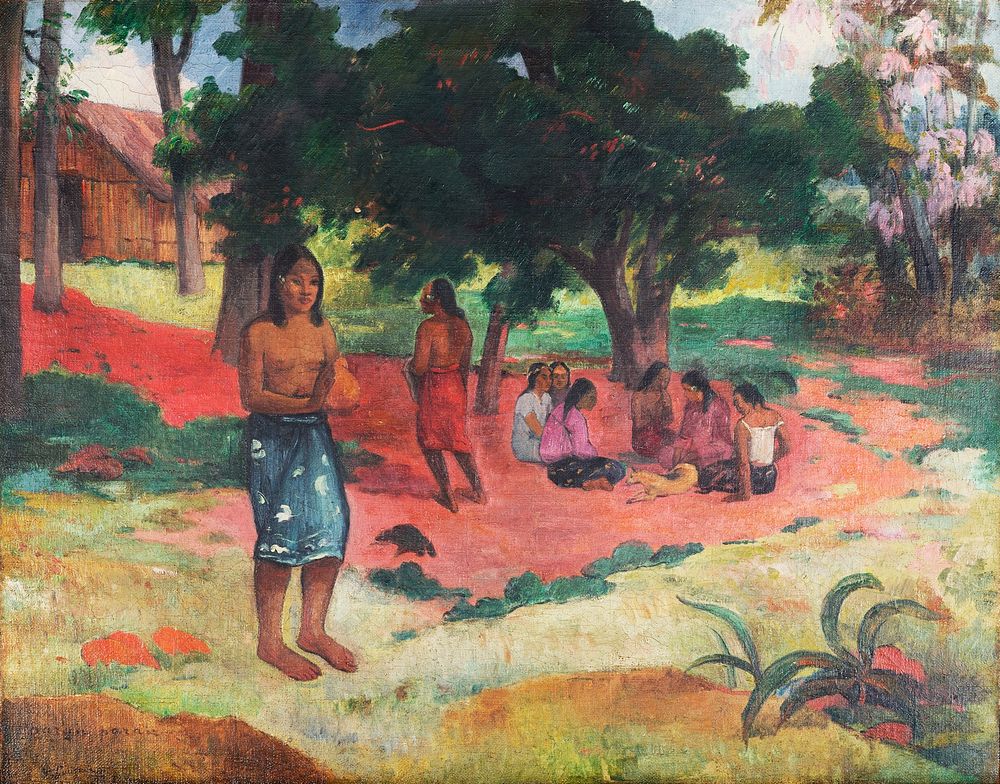 Whispered Words (Parau Parau) (1892) by Paul Gauguin. Original from Yale University Art Gallery. Digitally enhanced by…