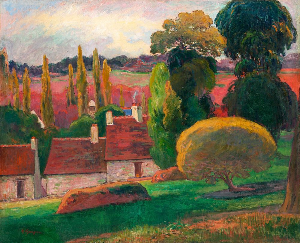 A Farm in Brittany (ca. 1894) by Paul Gauguin. Original from The MET Museum. Digitally enhanced by rawpixel.
